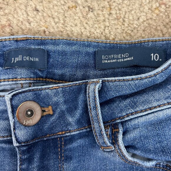 J.Jill Denim Boyfriend Straight Leg Ankle Jeans Size 10 Petite Women's - Picture 4 of 4